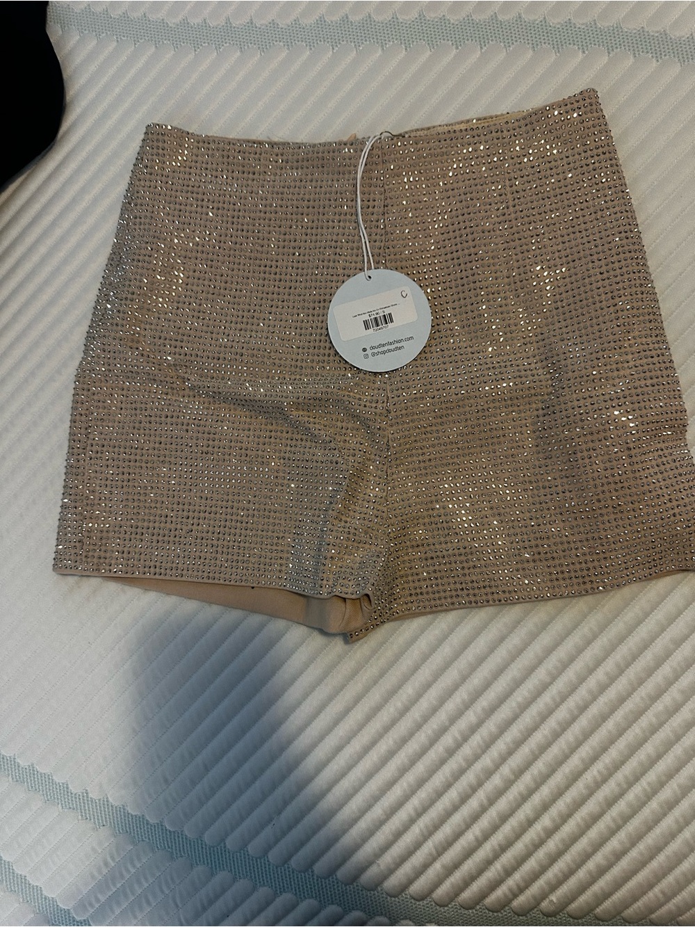 Rhinestone High-Waist Women's Shorts - Champagne Sparkle